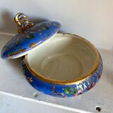 Old blue earthenware jewelry box