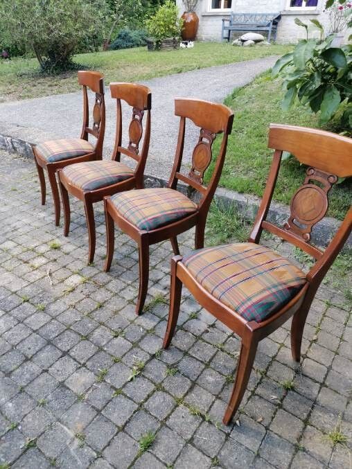 Chairs lot of 4 style directoire in cherry