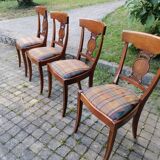 Chairs lot of 4 style directoire in cherry