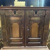 Buffet deux corps allemand en bois sculpté