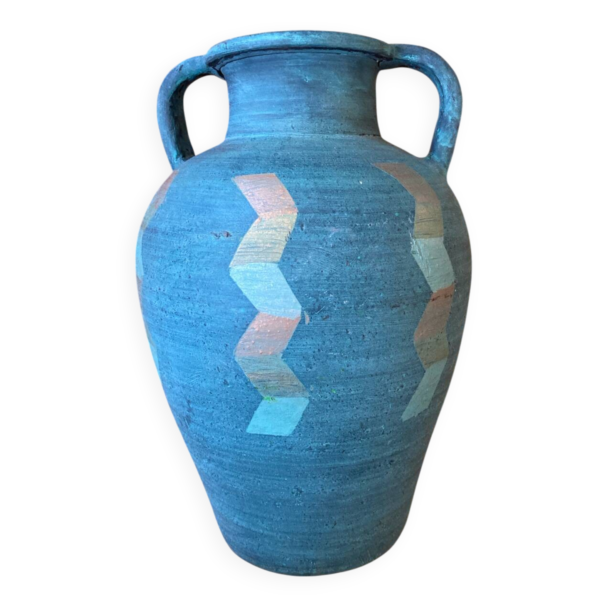 Turquoise terracotta jar