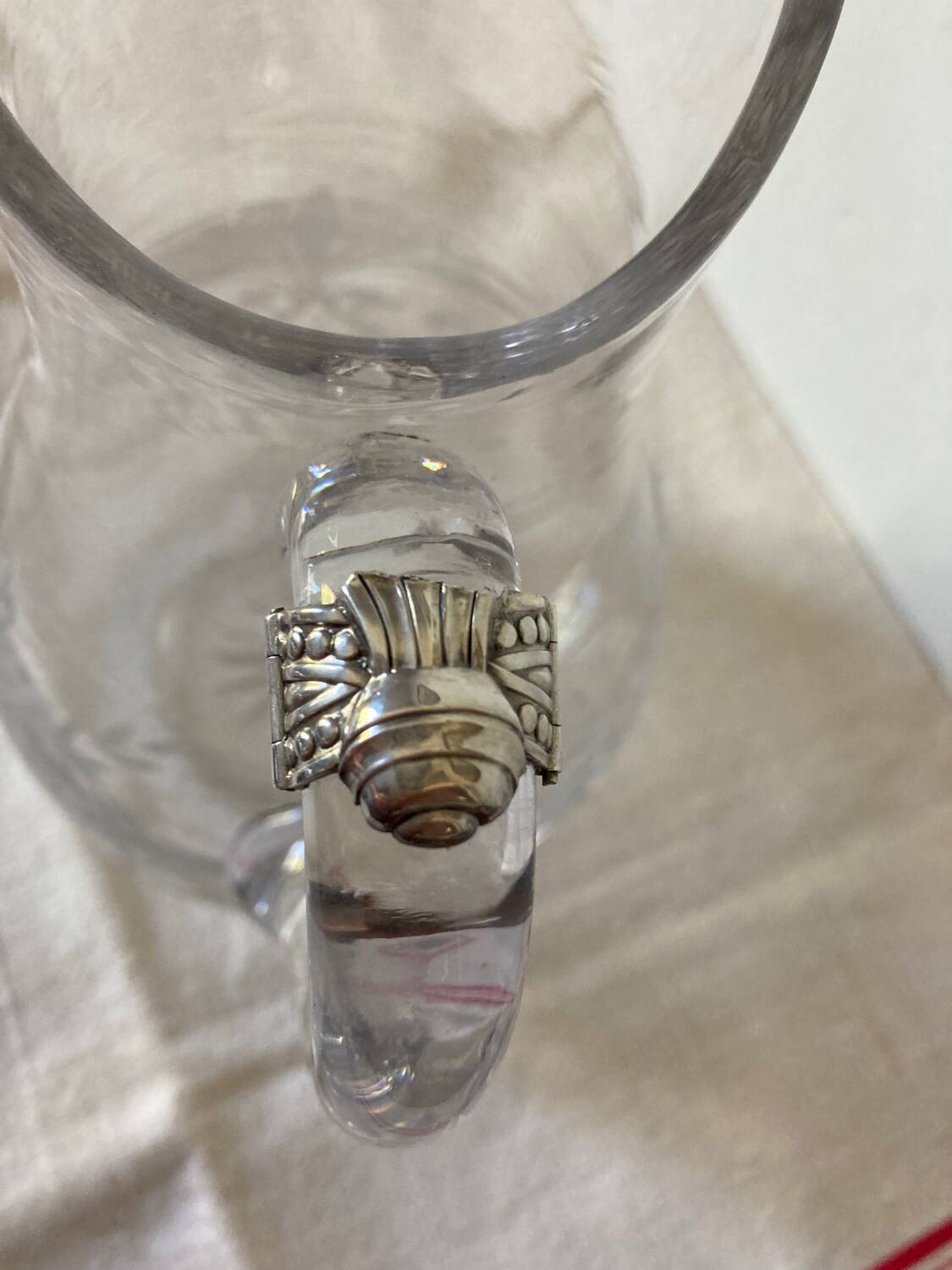 2 carafes en cristal et argent massif
