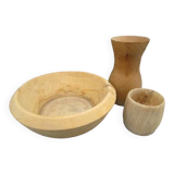 Ensemble de 3 pièces en bois tourné