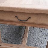 Farm table in solid oak raw wood 2 drawers