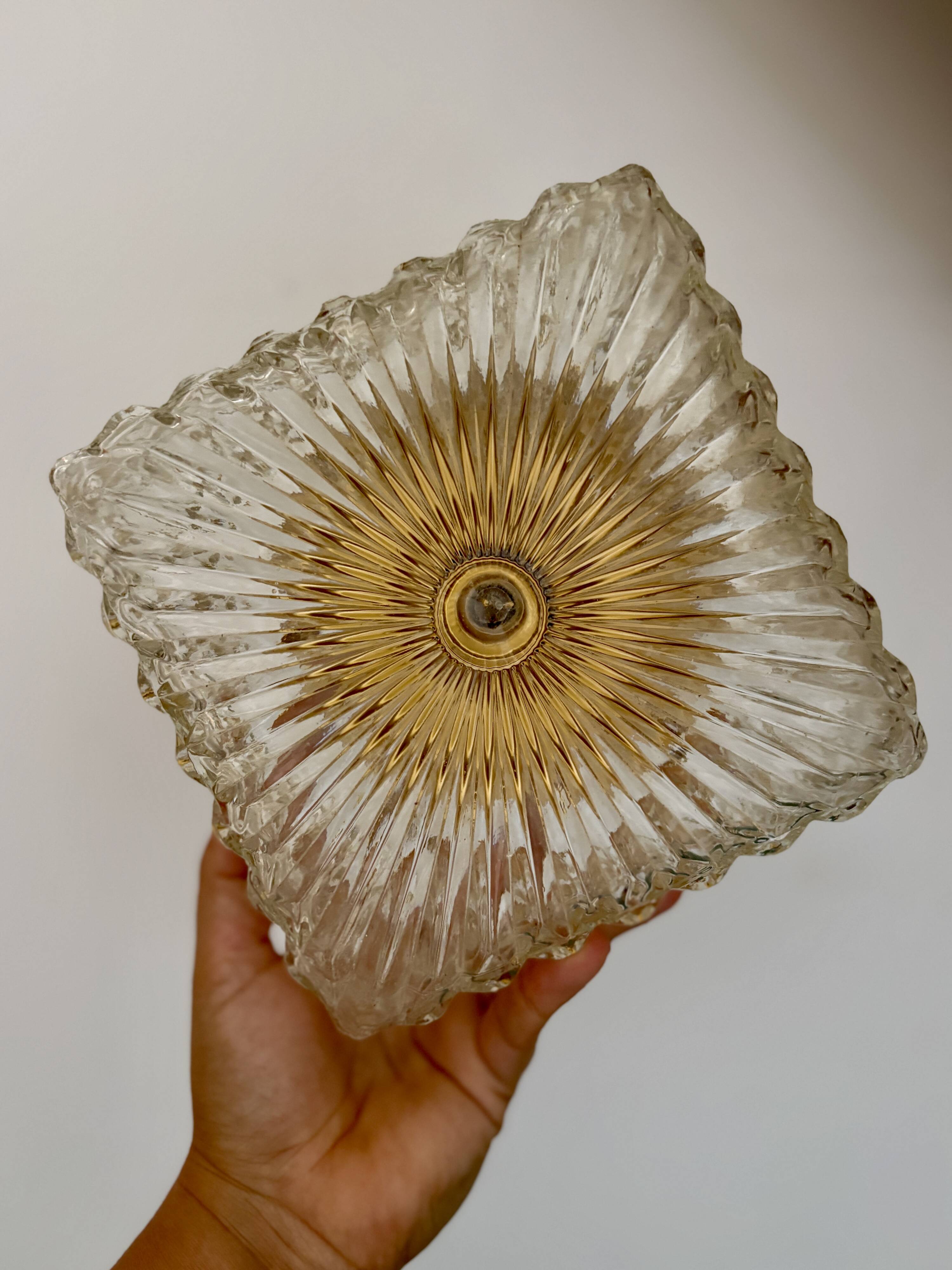 Vintage square glass globe wall/ceiling light.