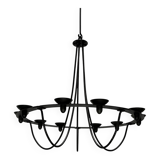 Vintage wrought iron candlestick chandelier by Ehlén Johansson for Ikea, 1990s.