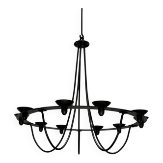 Vintage wrought iron candlestick chandelier by Ehlén Johansson for Ikea, 1990s.