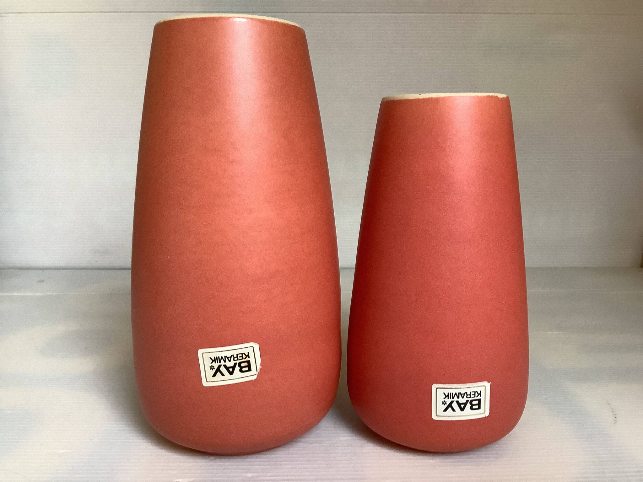 Pair of asymmetrical coral vases Bay Germany