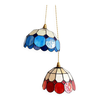 Pair of Art Deco Tiffany style pendant lights