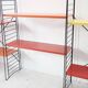 Tomado shelf in coloured metal floor shelves from 1958.