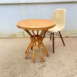 Round rattan table dia 65cm vintage 60s