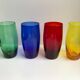 Lot de 4 verres à eau design en verre coloré années 70