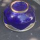 Two blue glazed ceramic and tin bowls, handmade, vintage oriental