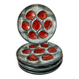 Vintage MBFA Pornic oyster barbotine plates from the 60s