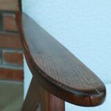 Vintage armchair mid century modern design white boucle dark walnut wood colour 1970 restored chair