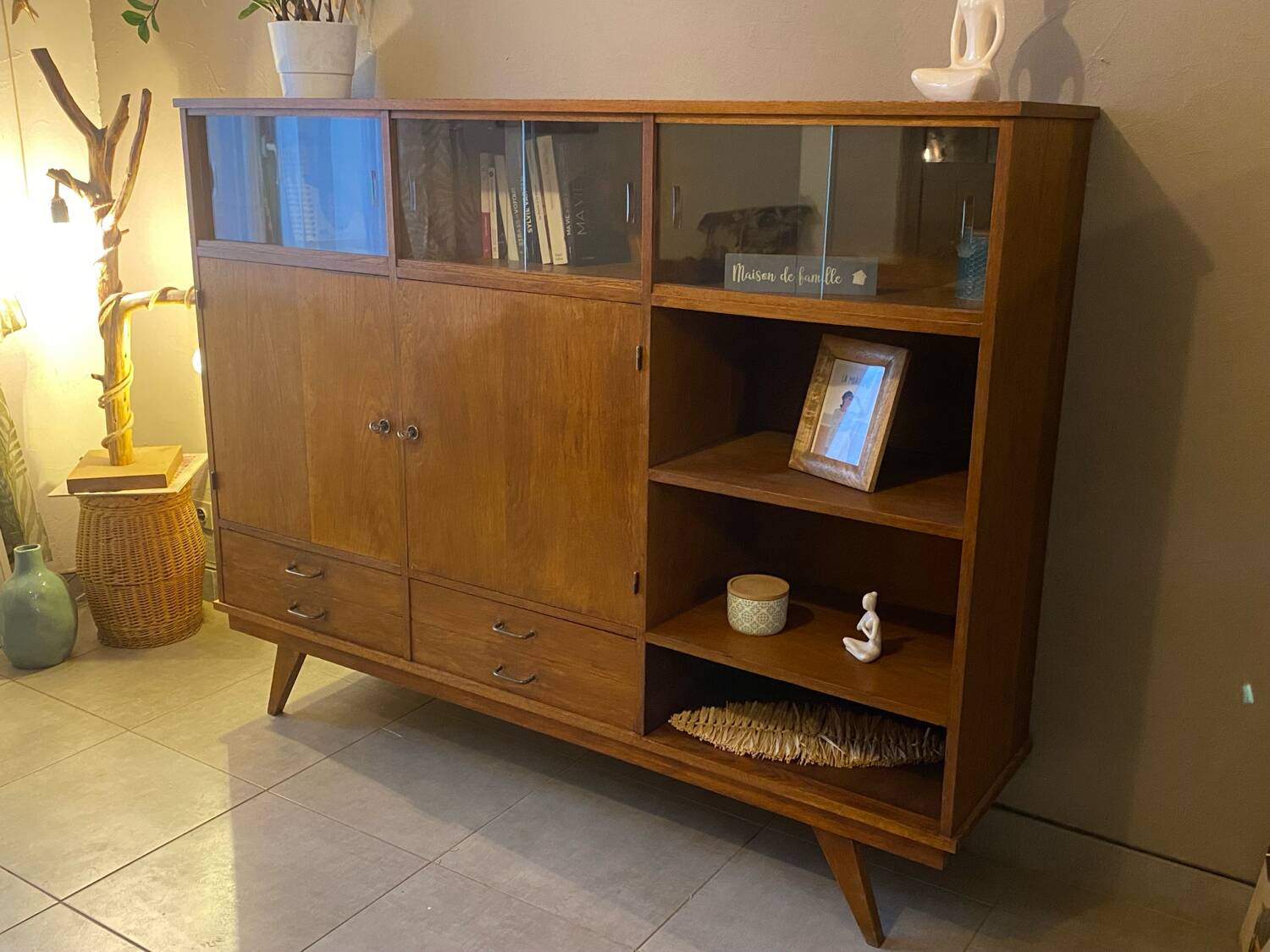 High oak sideboard, 1960s