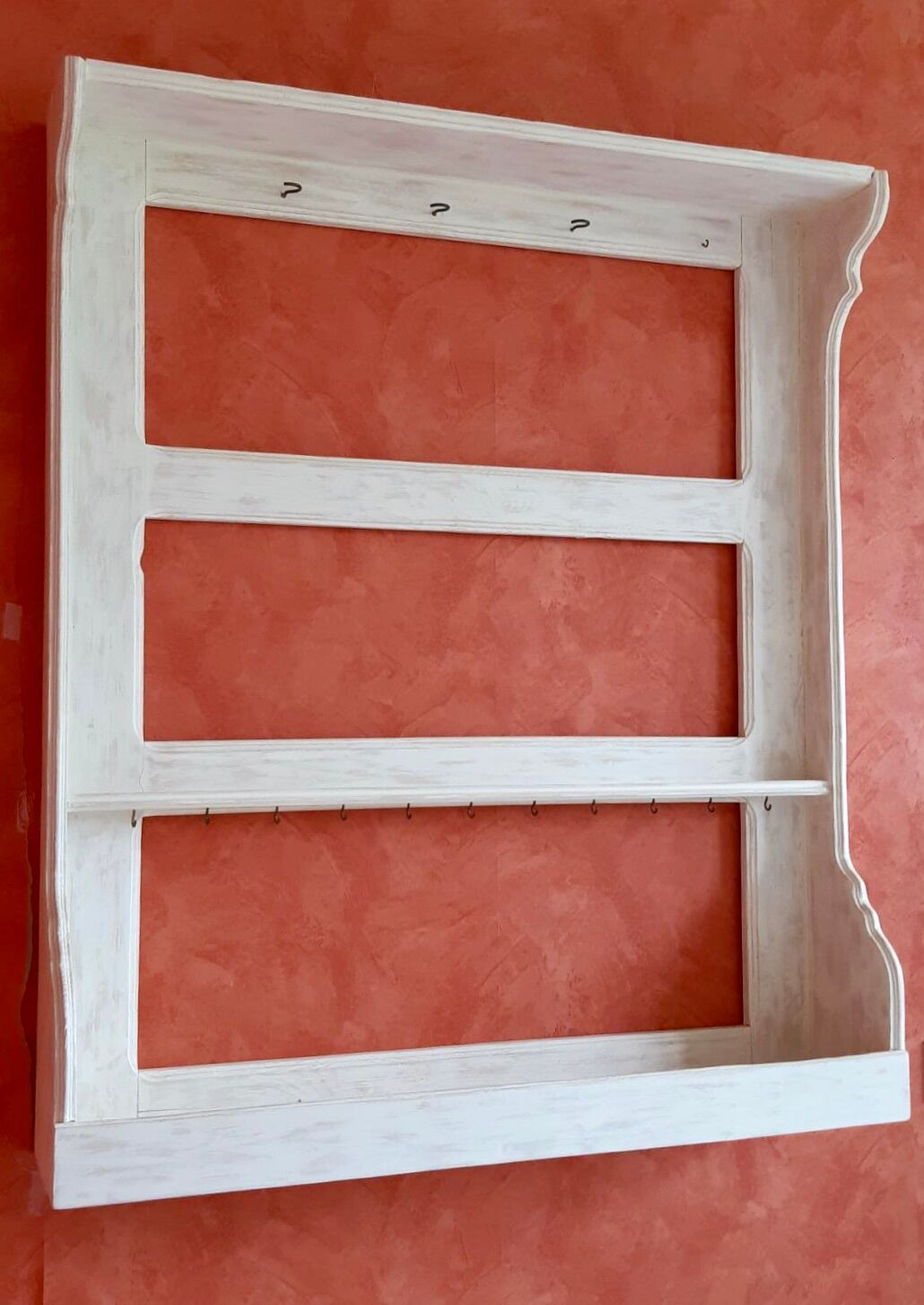 shelf / wall cabinet in wooden sandblasted effect old early twentieth century