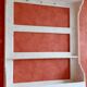 shelf / wall cabinet in wooden sandblasted effect old early twentieth century