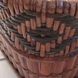 Dining table with removable rattan top & vintage bamboo 60s