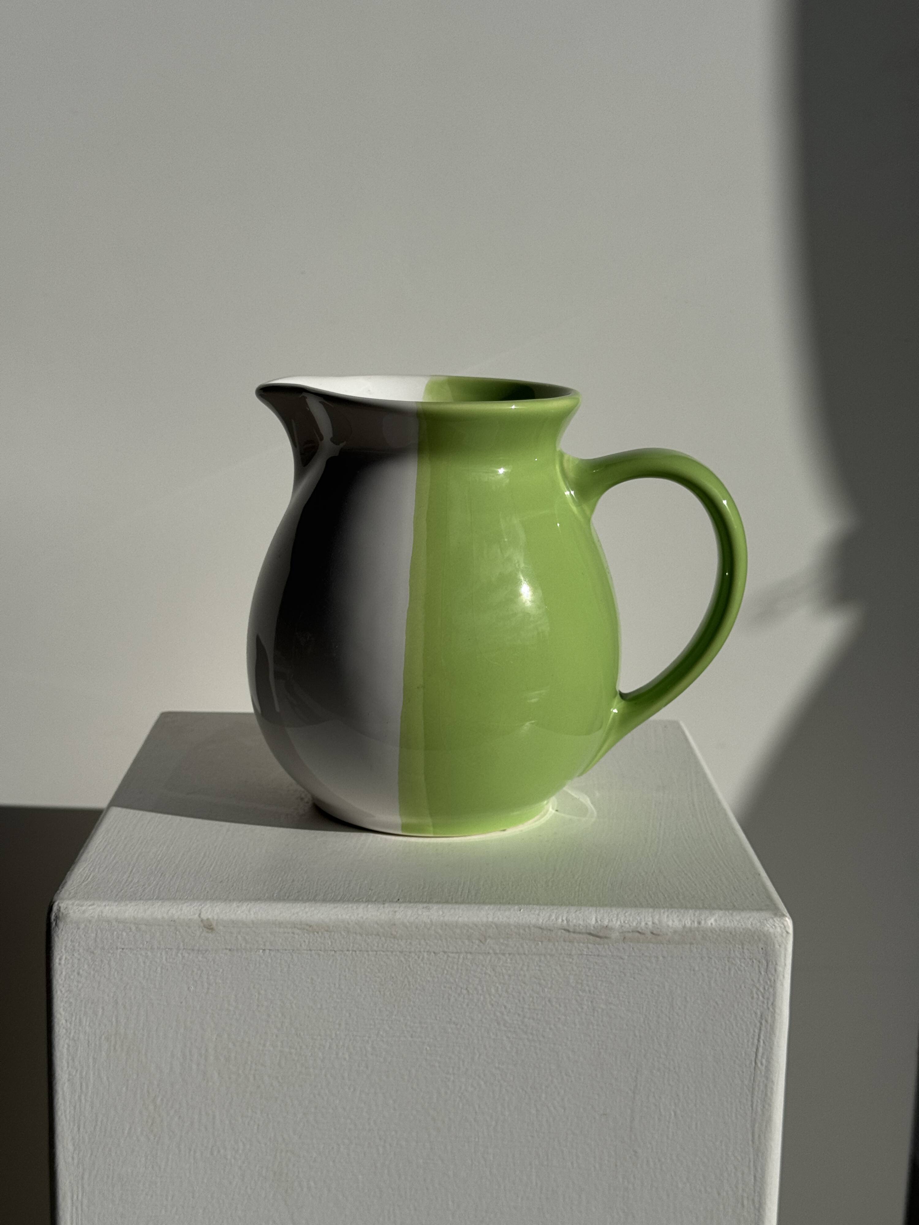 90s white and green ceramic carafe H17 D11