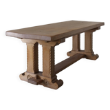 Gothic revival refectory dining table and chairs set of 7 France