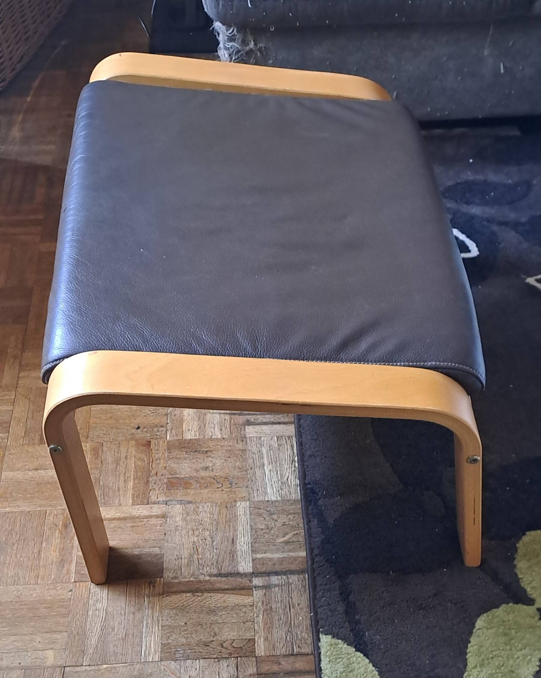 Ikea leather footstool pouf 2000s france scandinavian style knisa model color