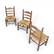 3 x Antique provincial ladderback child's chair / rush seat / 1930s