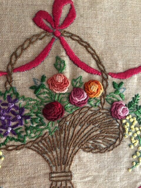 old oval placemat handmade embroidery 36x50