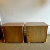 Set of 2 rattan nightstand bedside table vintage