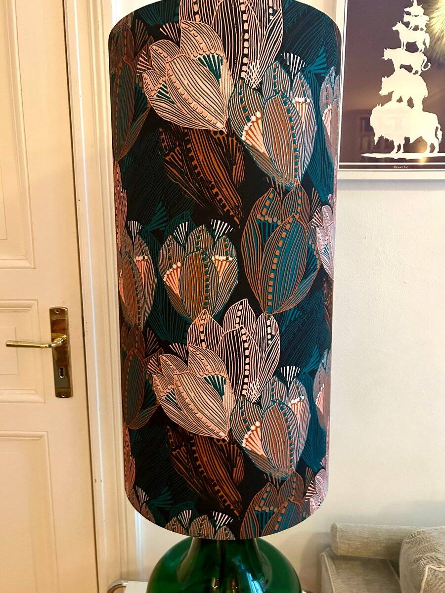 Vintage Doria lamp in green opaline glass with internal lighting by Doria Leuchten, 1970s.