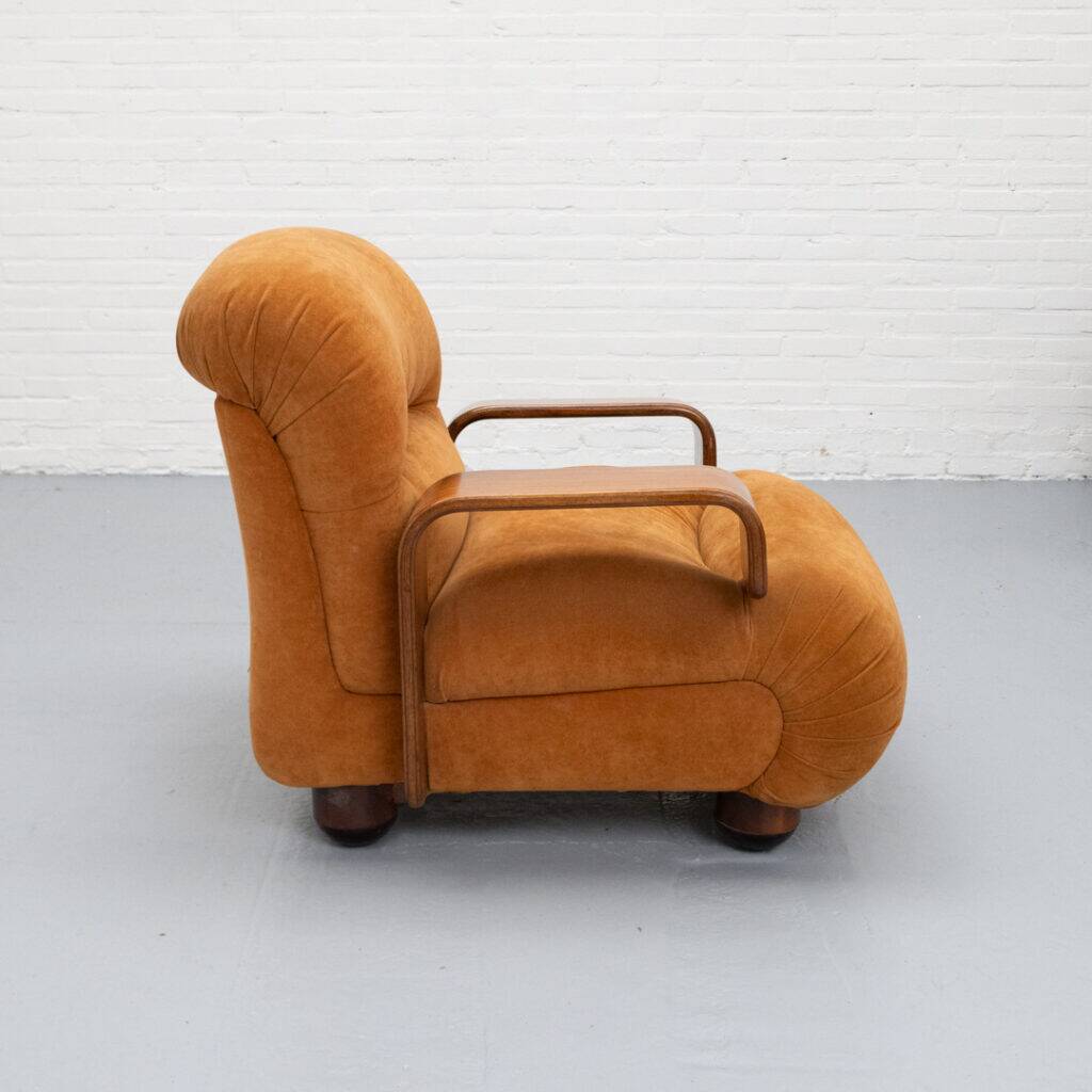Italian Armchair Chenille 1970s