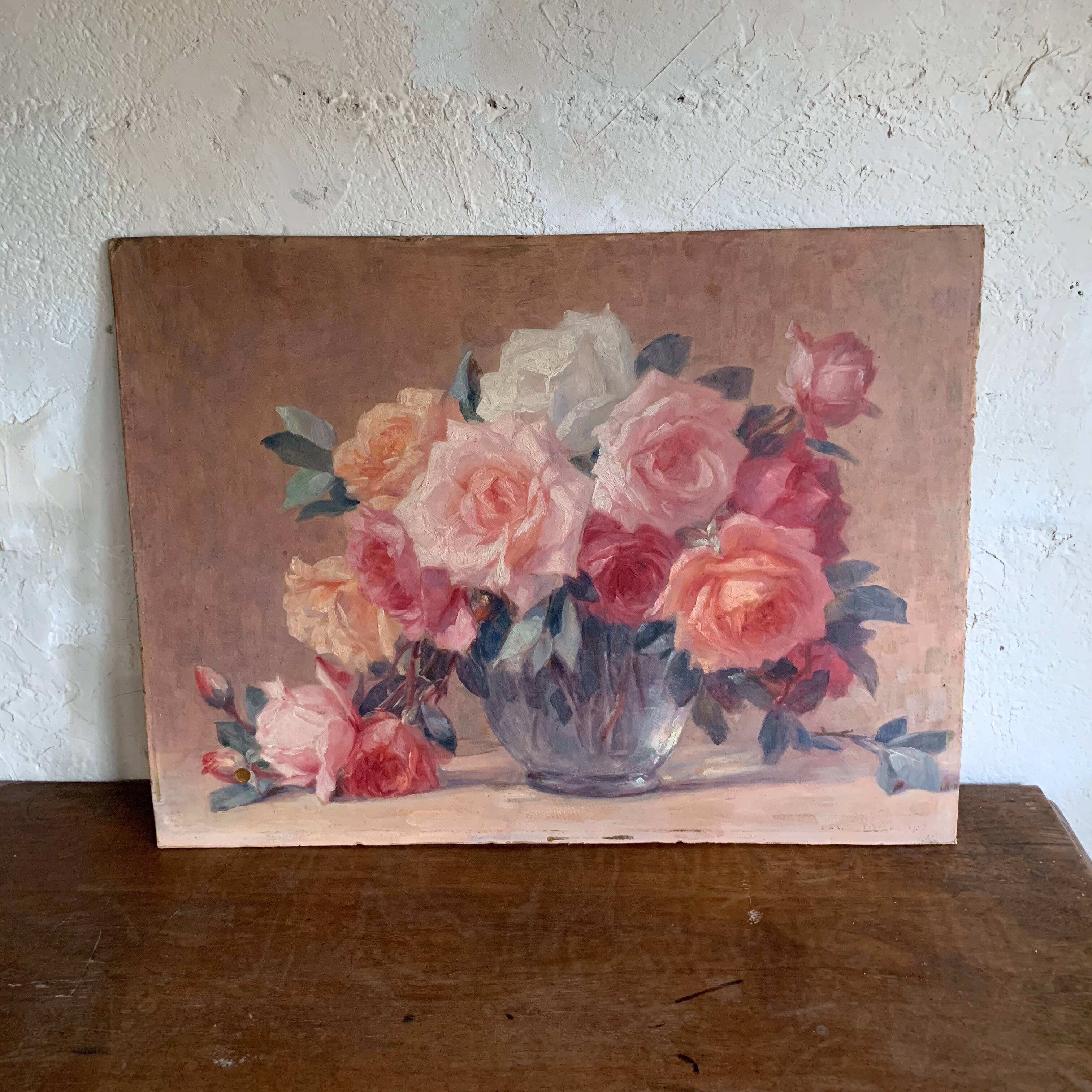 Painting bouquet of roses still life