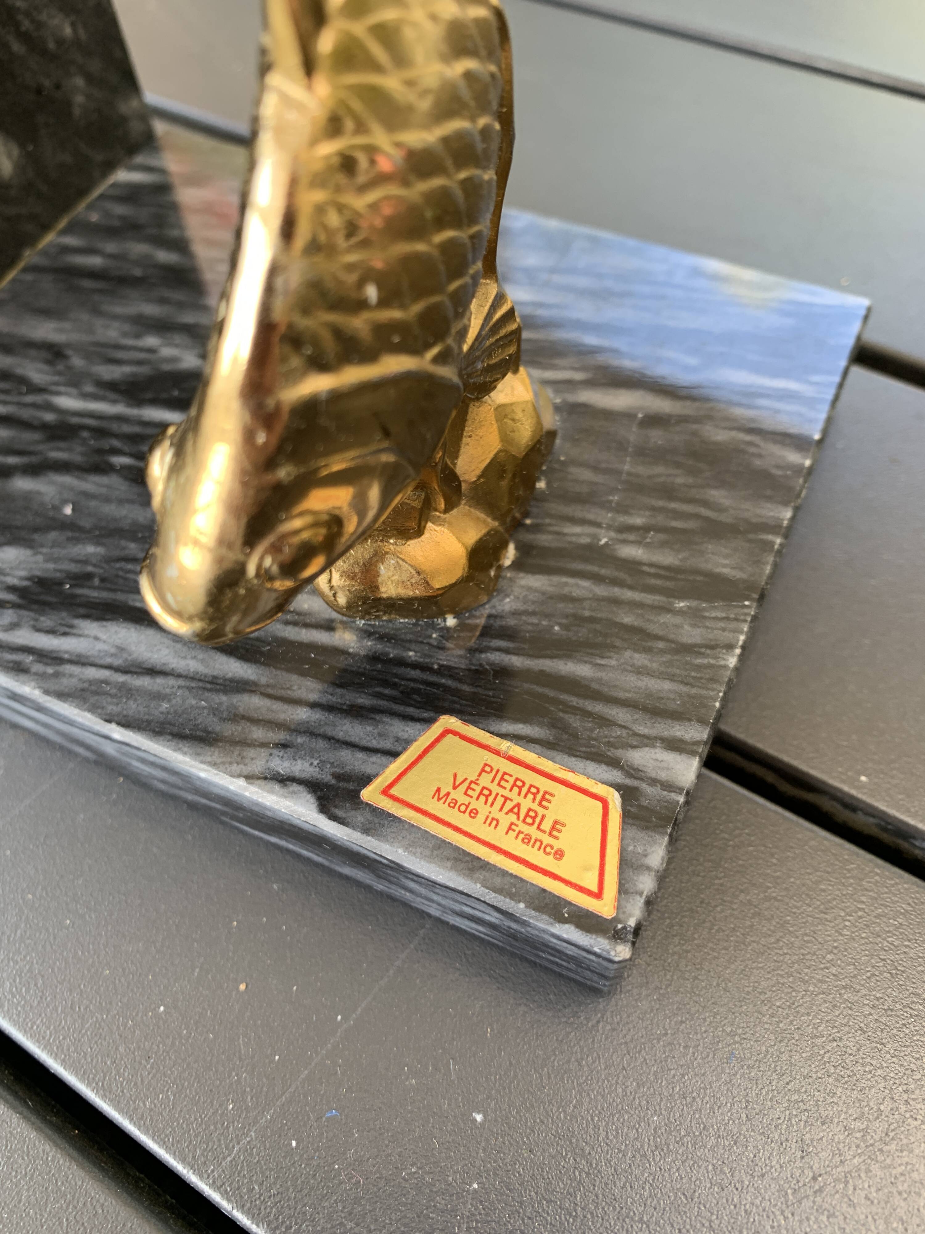 Pair of marble and brass bookends