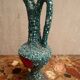 Pitcher/ Ceramic vase sea foam green and red glazed
