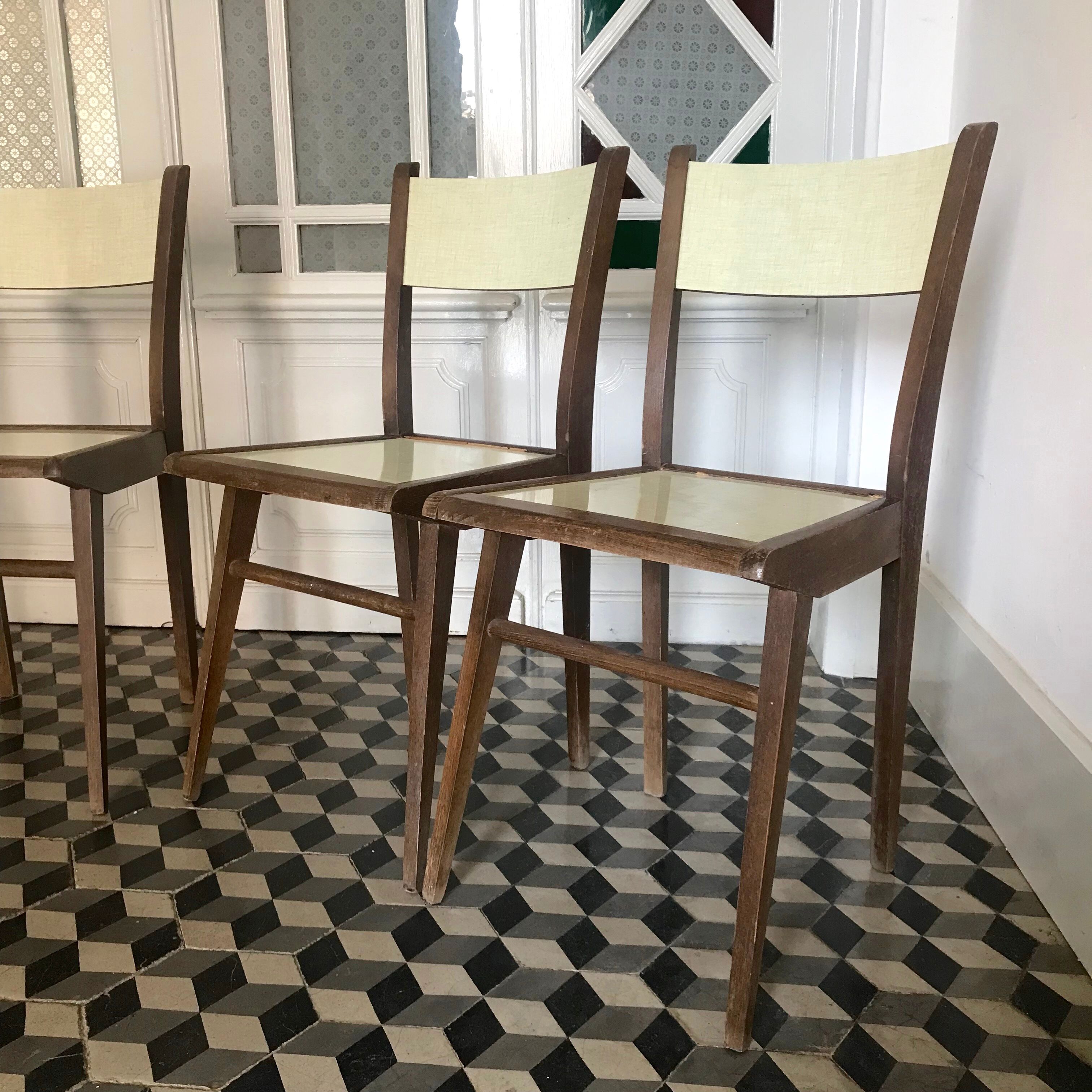 Formica chairs and wood