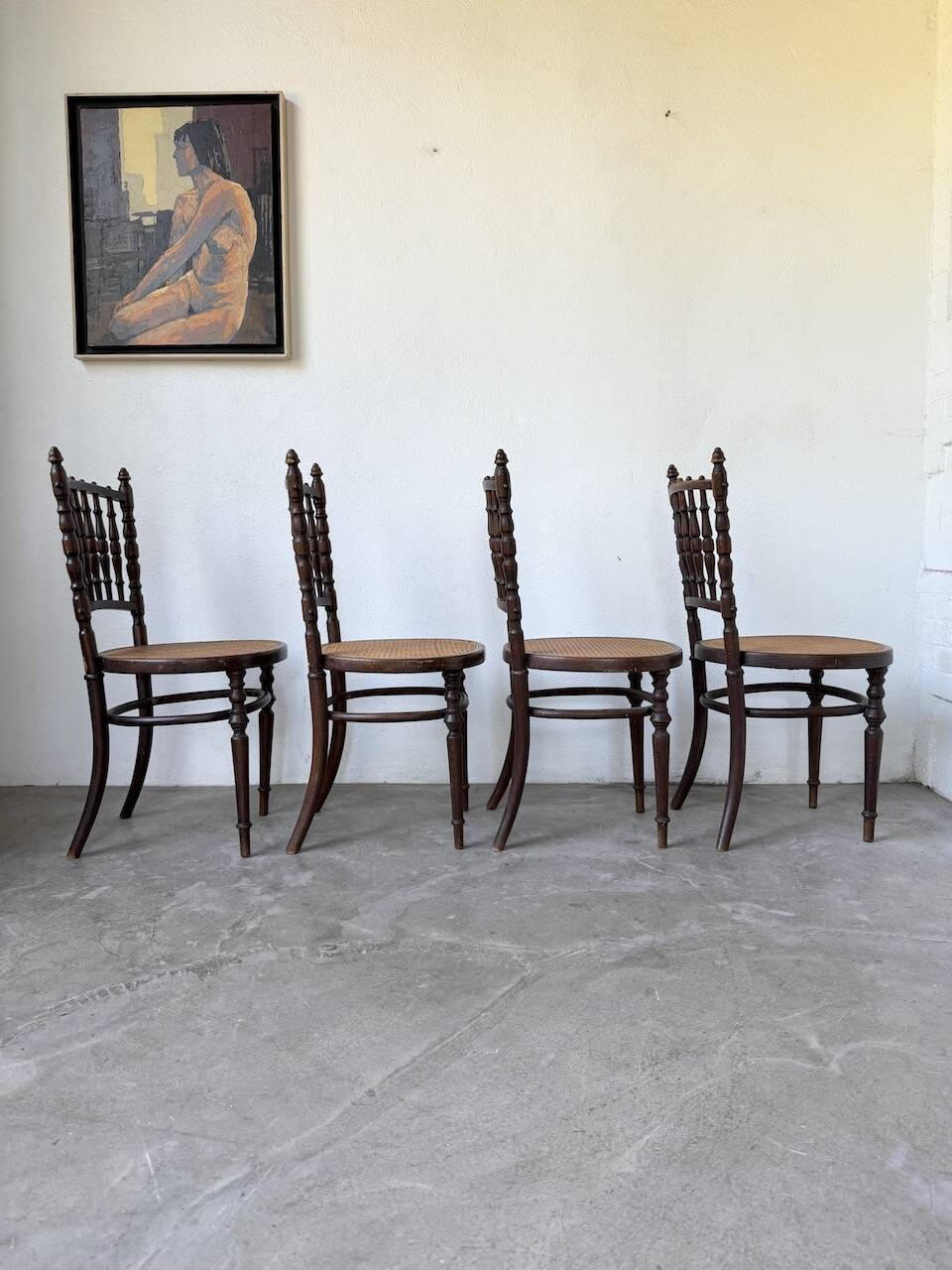 Set of 4 Fischel cane bistro chairs n019
