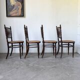 Série 4 chaises bistrot cannage Fischel n019