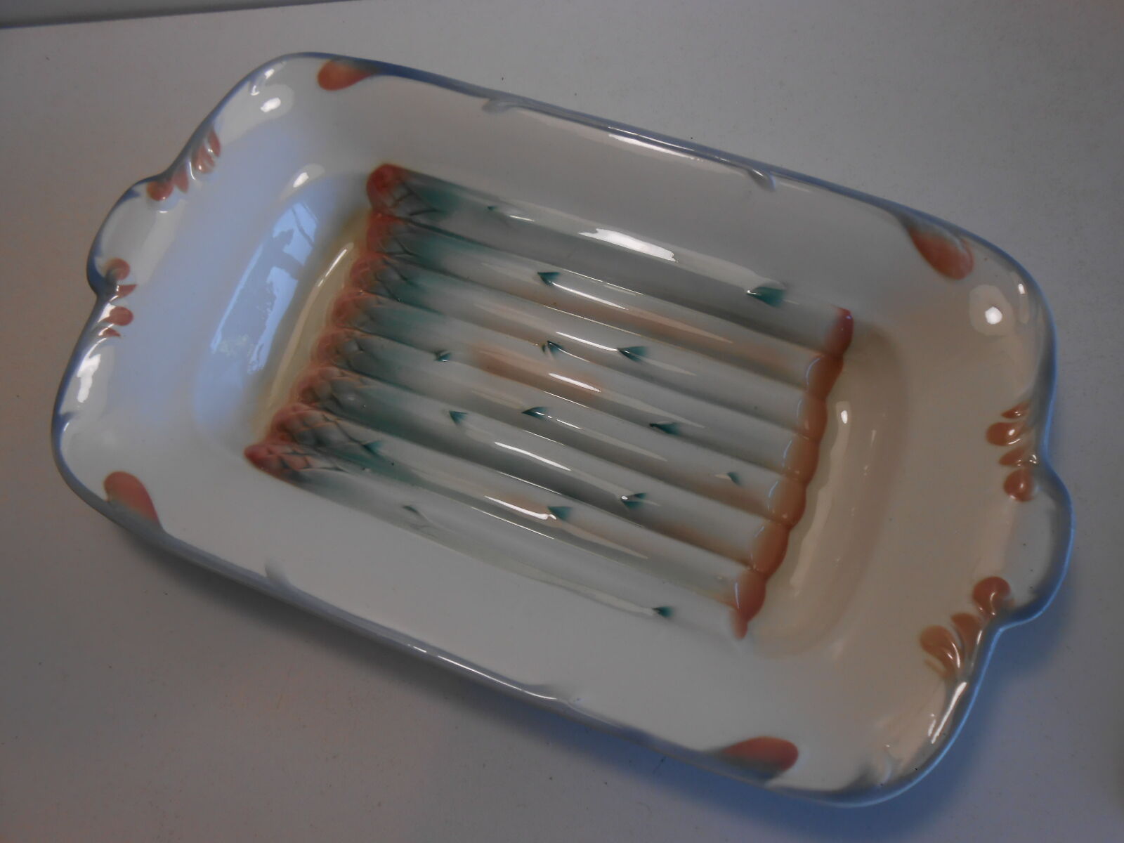 Dish asparagus Digoin Sarreguemines 1950s