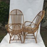Pair of rattan armchairs