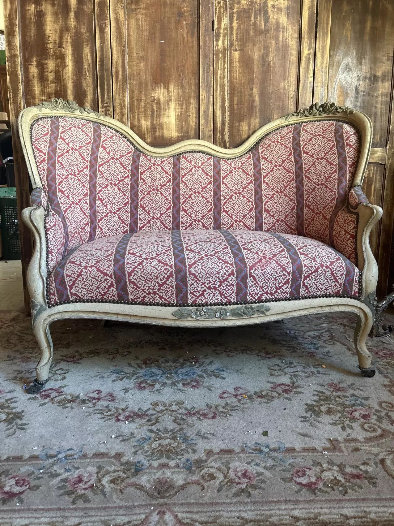 Antique Louis XV style bench – Napoleonic III period – 110 cm