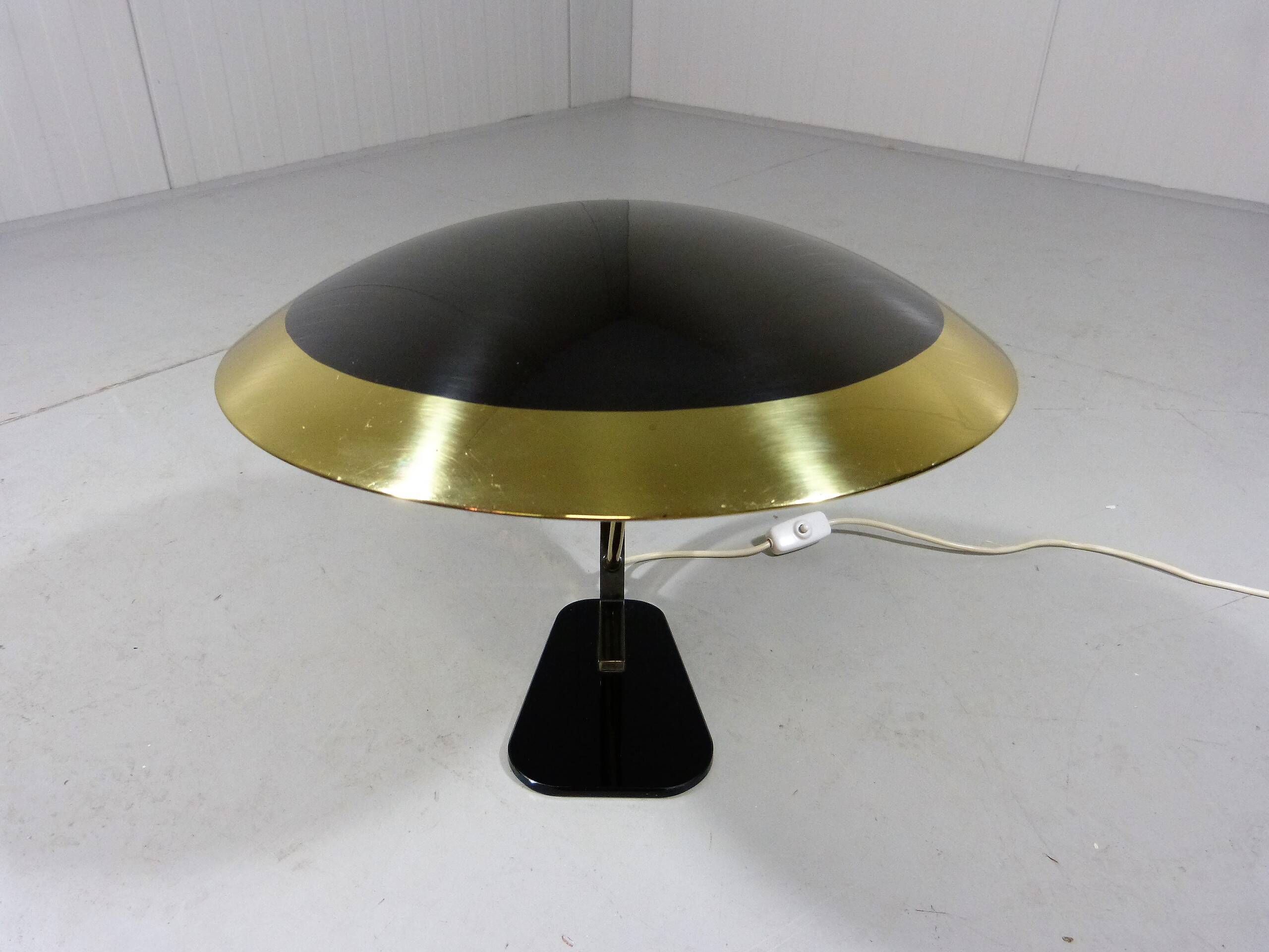 Rare desk lamp in brass & glass 1950’s
