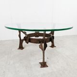 Sculpted steel flower coffee table, 1970s