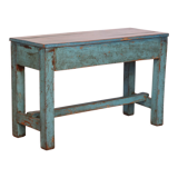 Former Burmese teak bench original blue patina