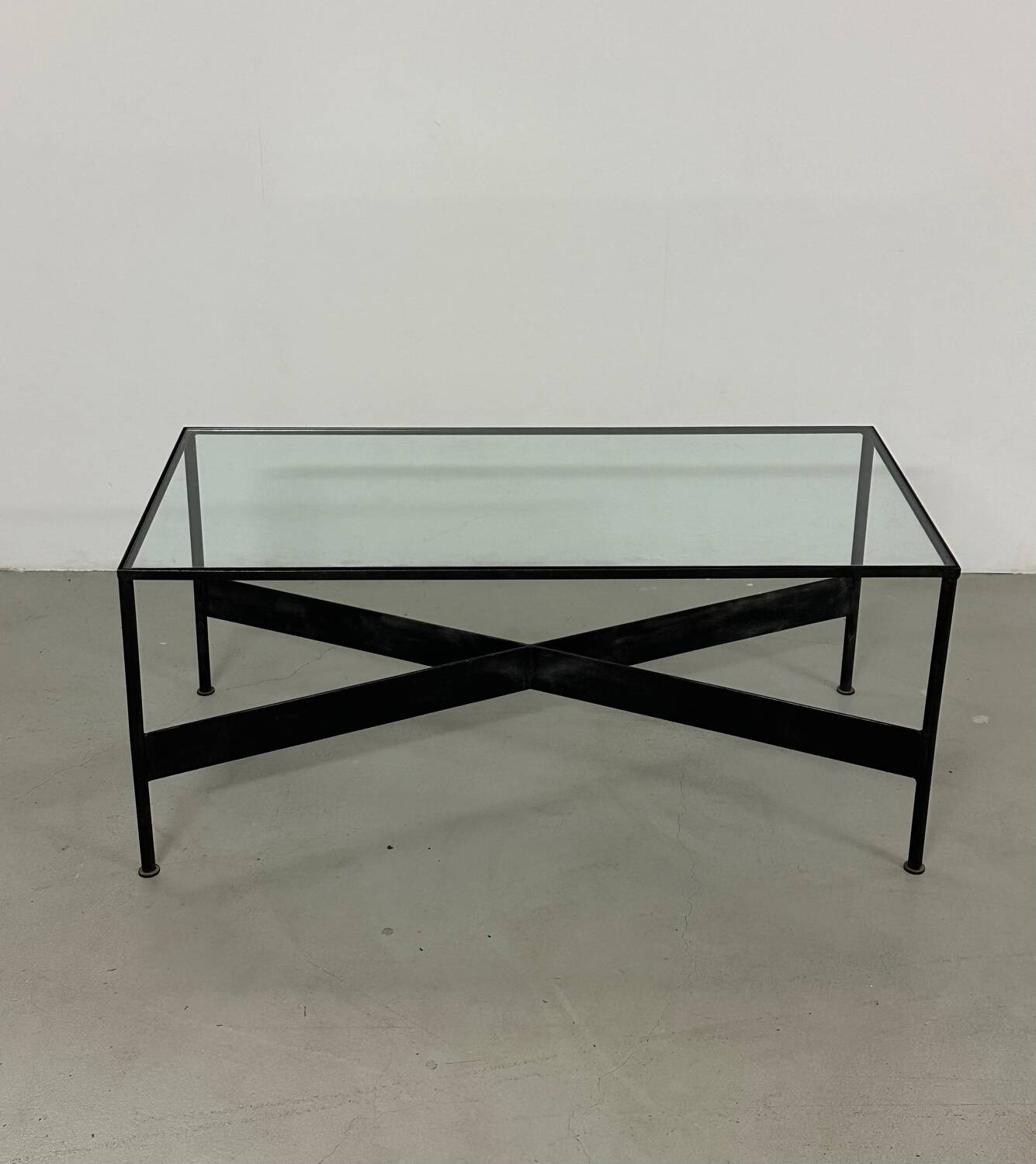 French Iron & Glass coffe table handmade 60s