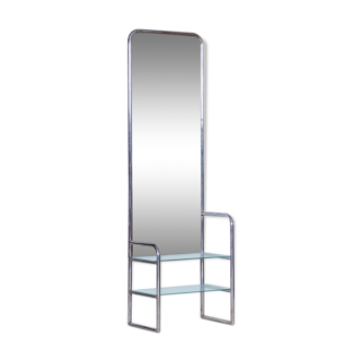 Miroir Bauhaus par Mucke-Melder, acier chromé, Tchéquie, années 1930