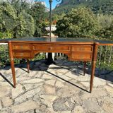 Louis XVI style solid mahogany and bronze flat desk, 19th century