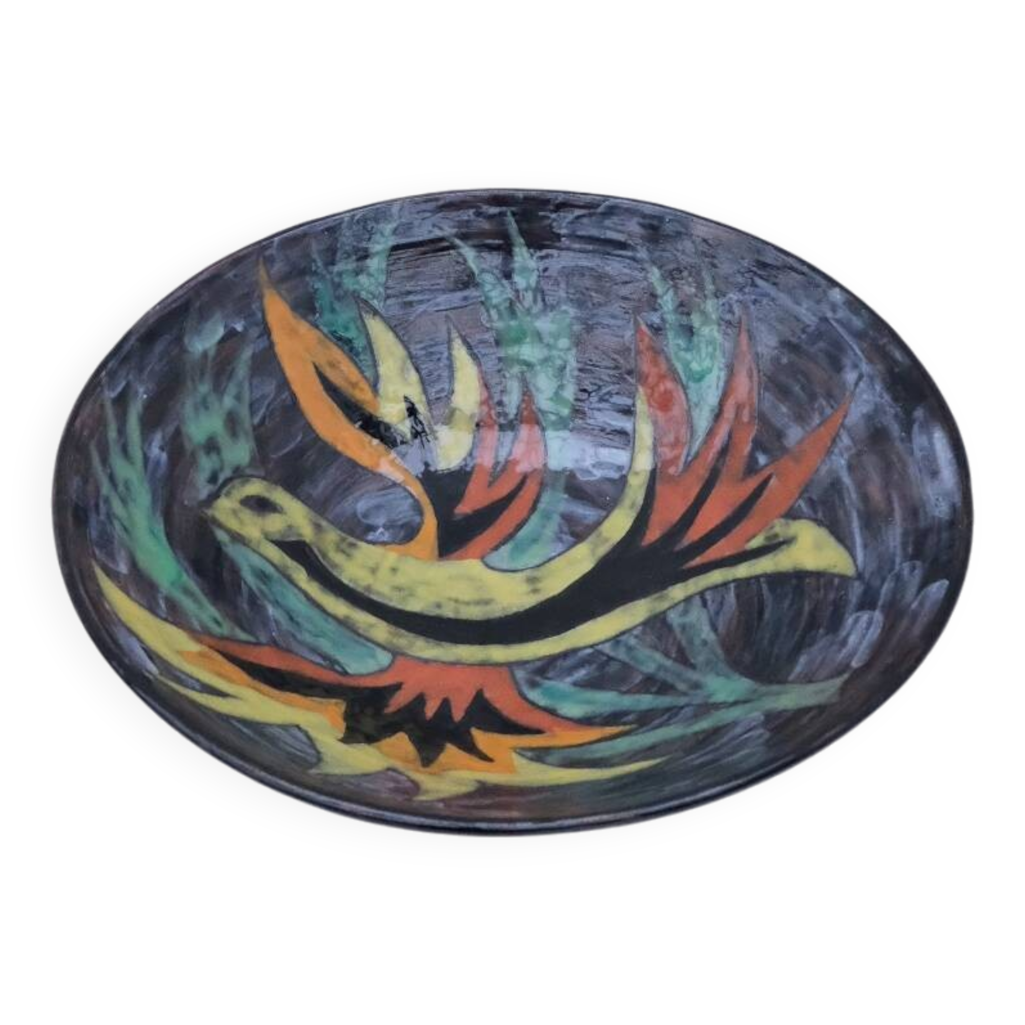 Salad bowl by jeannette and georges picard in enamelled ceramic, france 1960