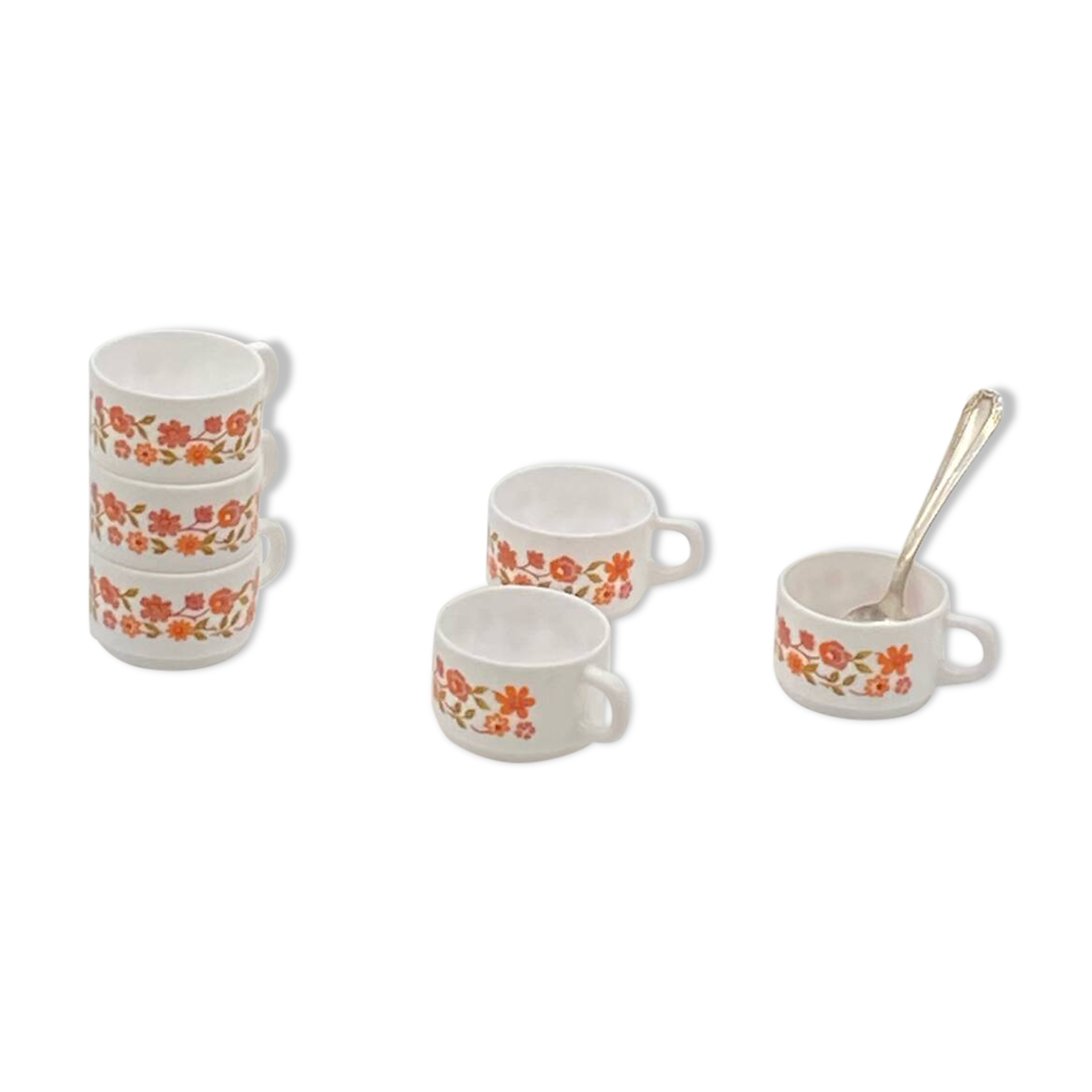 ARCOPAL France coffee cup service SCANIA, vintage, flowers