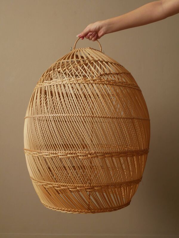Suspension en rotin osier naturel tressé vintage décoration bohème fait main fabrication artisanale