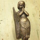 Small bronze-colored cast iron mermaid or cherub door knocker - 20th century